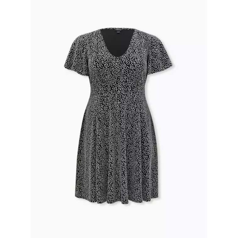 torrid Black and White Leopard Print Fit-and-Flare Dress